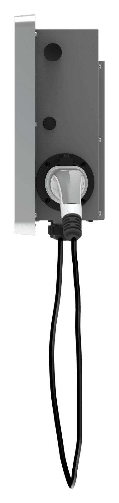 SolaX X3-EVC Smart EV Charger 11 kW · 6,5 m kabelis – vaizdas iš šono su kištuku laikiklyje