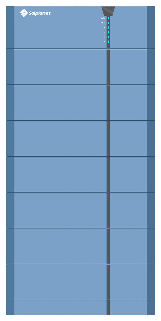 Solplanet Ai-HB G2 Pro kaupiklis 17,92 kWh (Ai-HB Pro 175A) – BCU valdiklis, 7 moduliai ir pagrindas