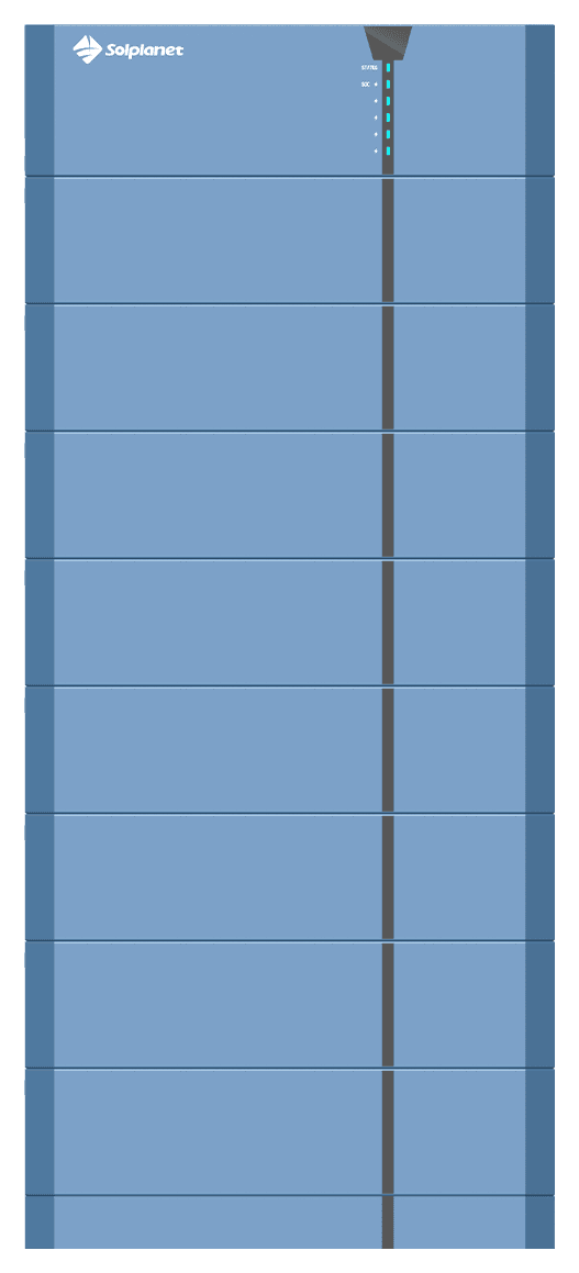 Solplanet Ai-HB G2 Pro kaupiklis 20,48 kWh (Ai-HB Pro 200A) – BCU valdiklis, 8 moduliai ir pagrindas